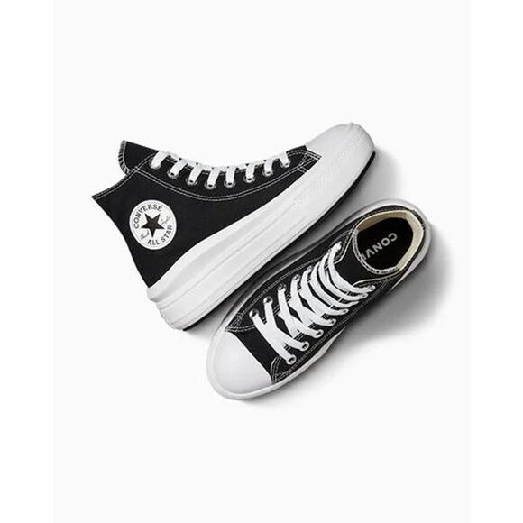 Converse Chuck Taylor All Star Move Platform High top Sneakers Black White Sz 10 - Picture 3 of 13